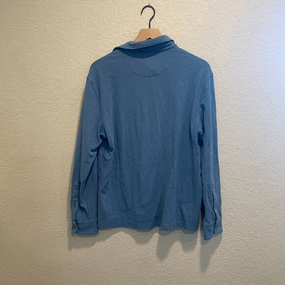 Untuckit Blue Collared Pullover Henley Shirt Men's Large - Picture 6 of 6